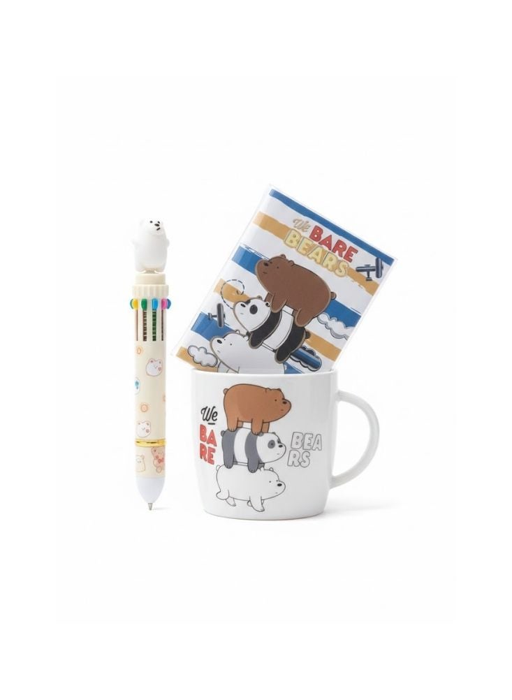 Bears+ We Bare Bears Ceramic Mug Gift Set with Notebook & Pen – Cartoon Character Coffee Mug Set - Image 1